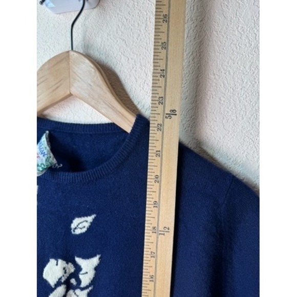 Vintage Murray Allan Scotch House Cashmere Floral Sweater Size 40 Navy Blue - Picture 9 of 9